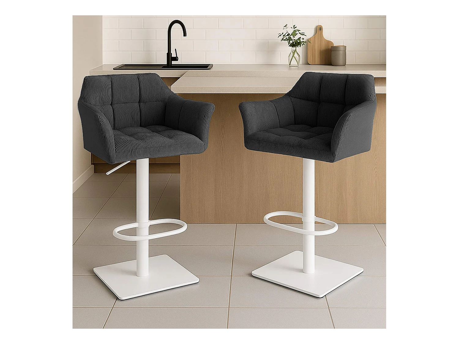 Tabouret de bar - Cordon & Blanc - Gris foncé - Damaso