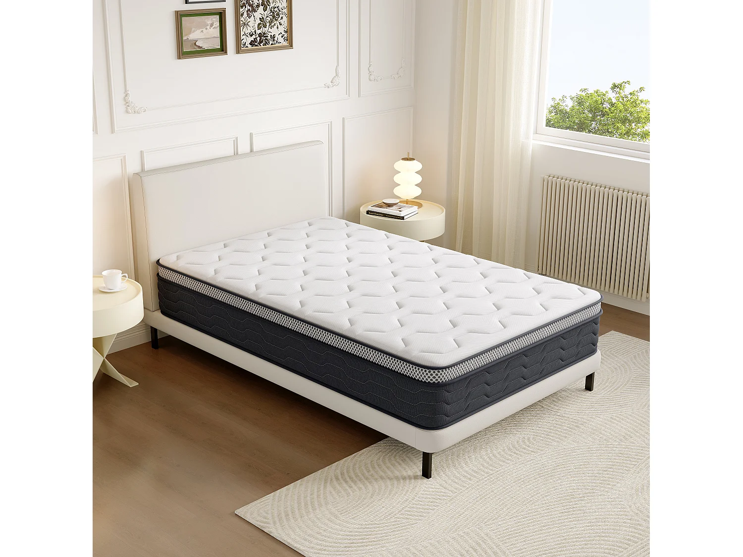 Matelas Ressorts 90x190 cm, Confort, 7 Zones Ergonomique,25 cm d'épaisseur