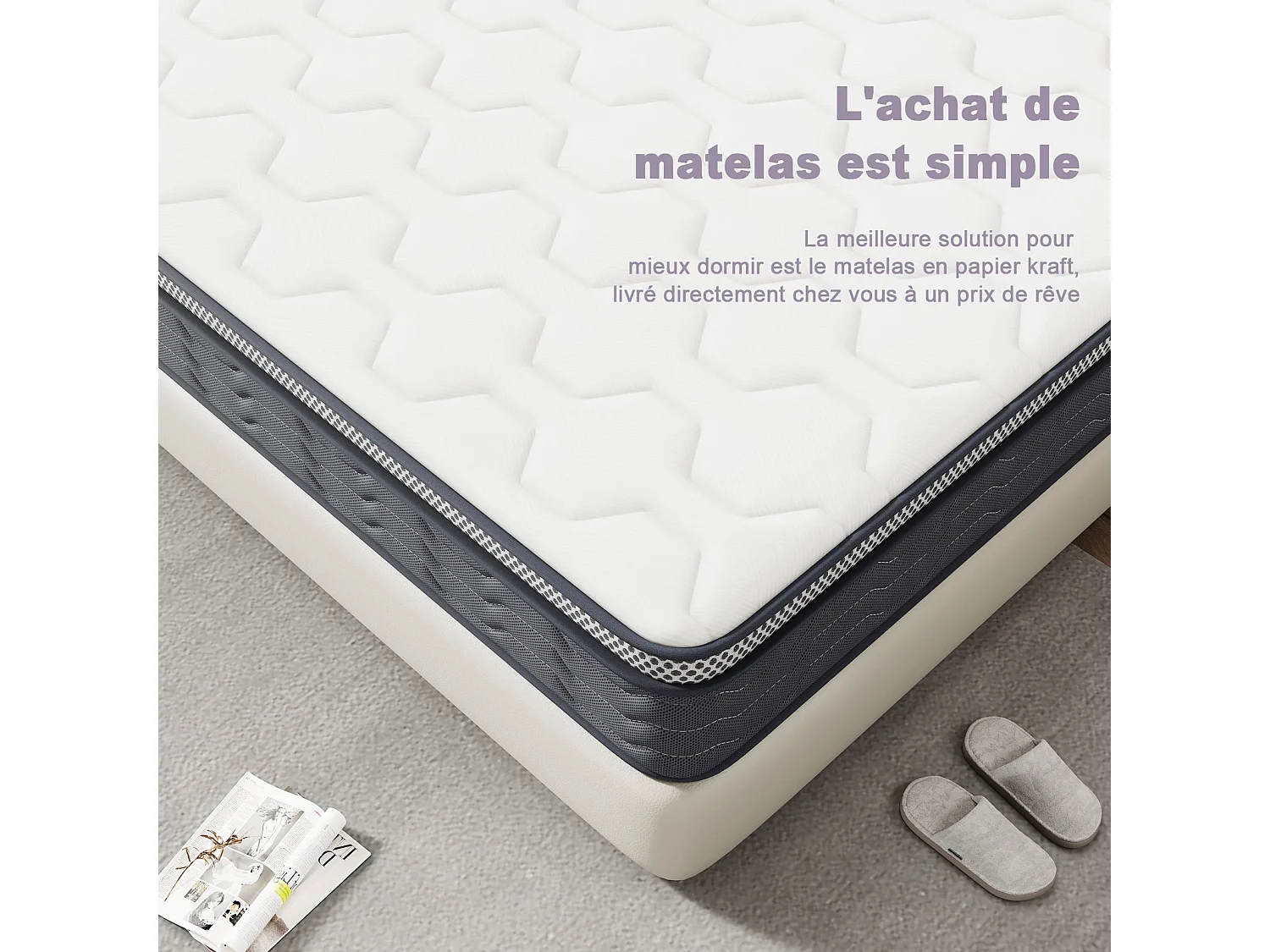 Matelas Ressorts 90x190 cm, Confort, 7 Zones Ergonomique,25 cm d'épaisseur