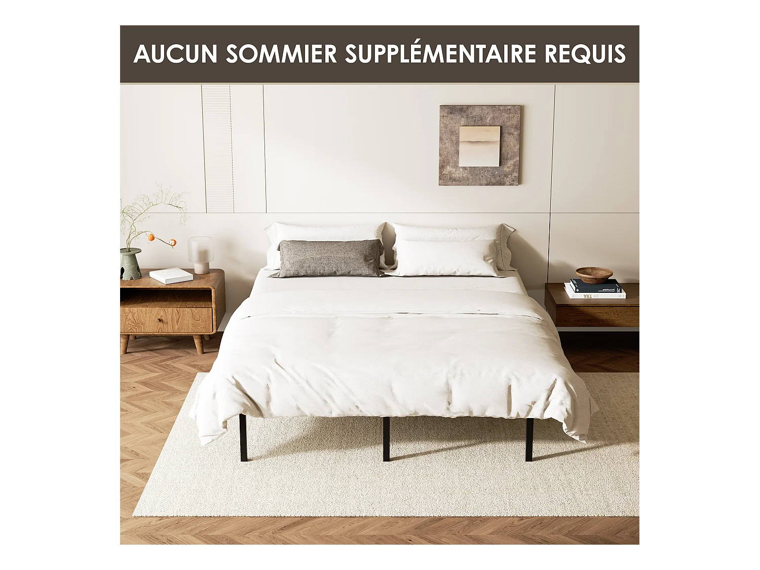 Sommier cadre à lattes 160x200 cm, 2x14 rangs,  incl. 9 repose-pieds