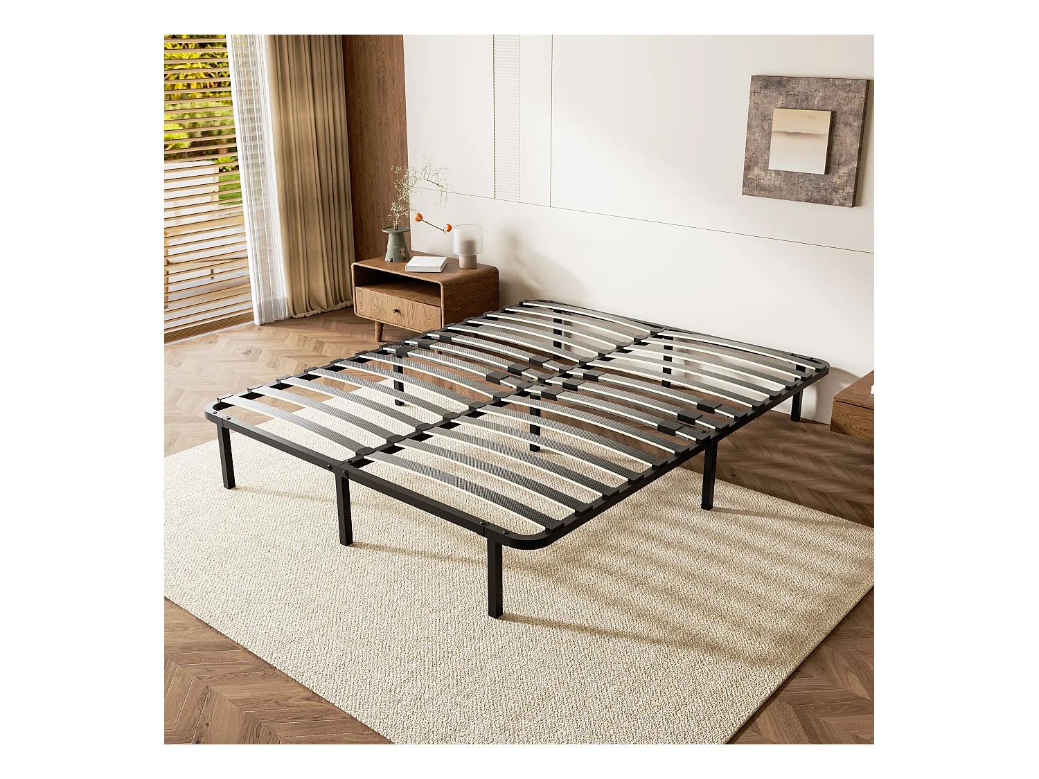 Sommier cadre à lattes 160x200 cm, 2x14 rangs,  incl. 9 repose-pieds