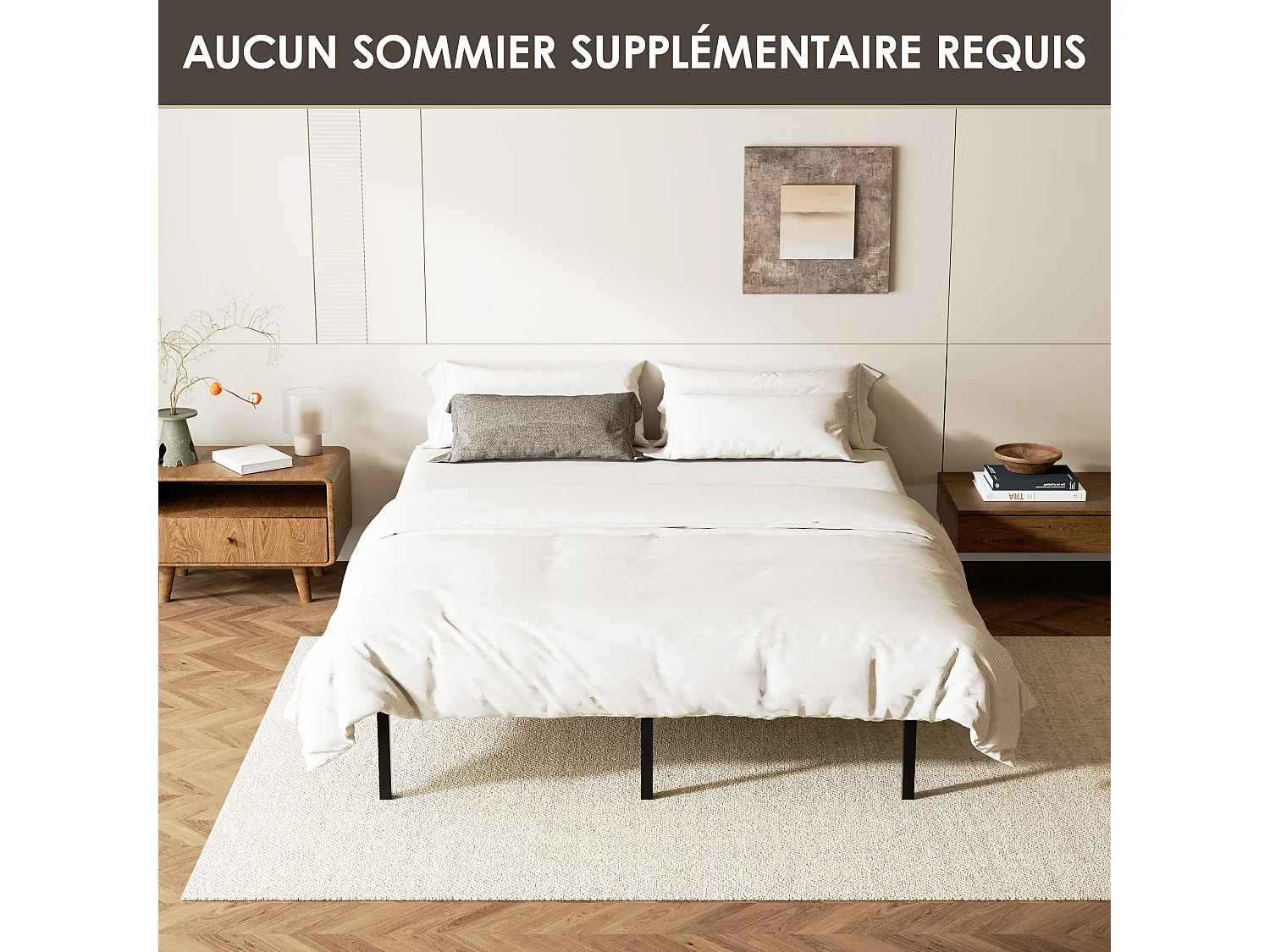 Sommier cadre à lattes 160x200 cm, 2x14 rangs,  incl. 9 repose-pieds