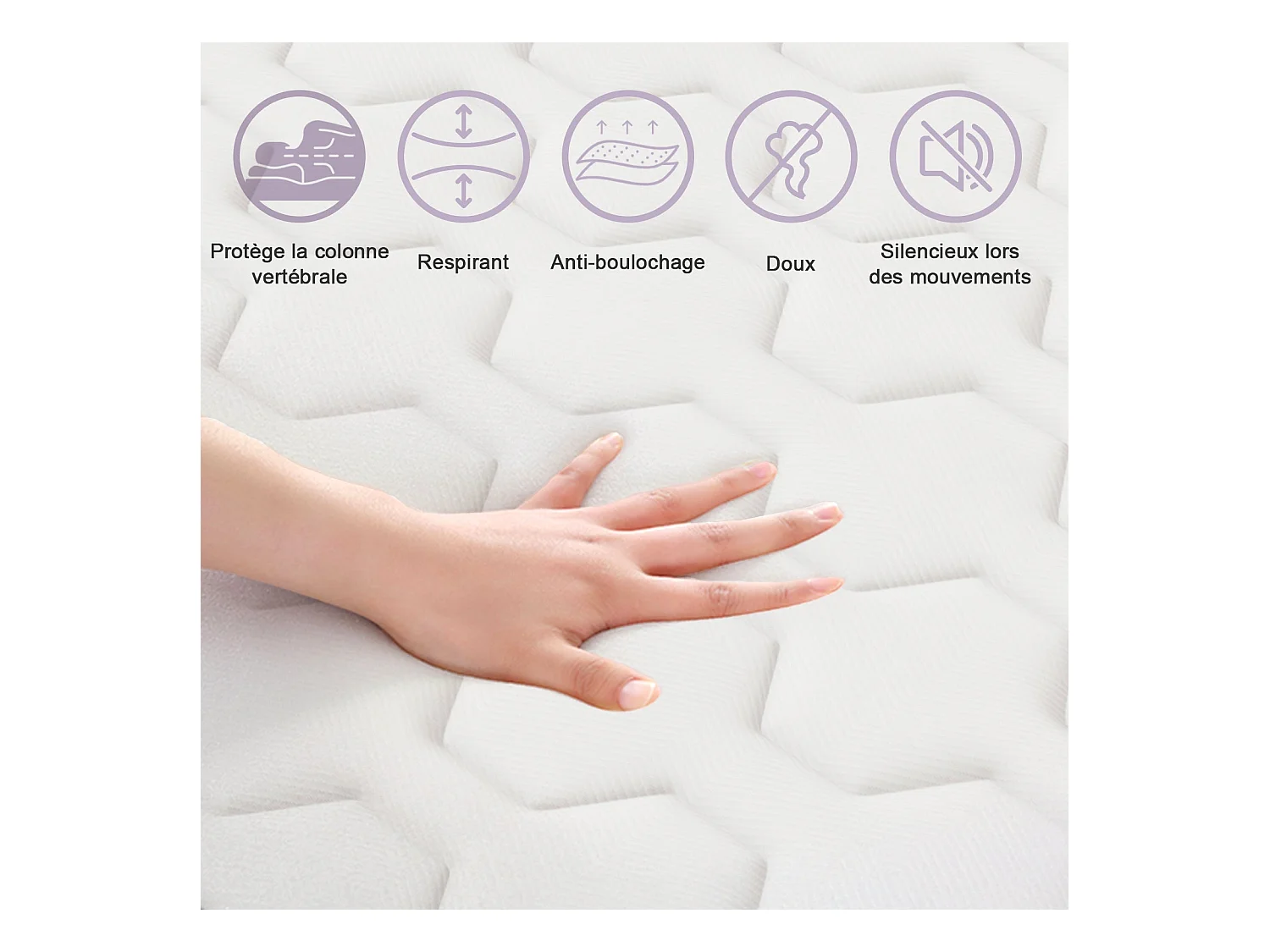 Matelas Ressorts 160x200 cm, Confort, 7 Zones Ergonomique,25 cm d'épaisseur