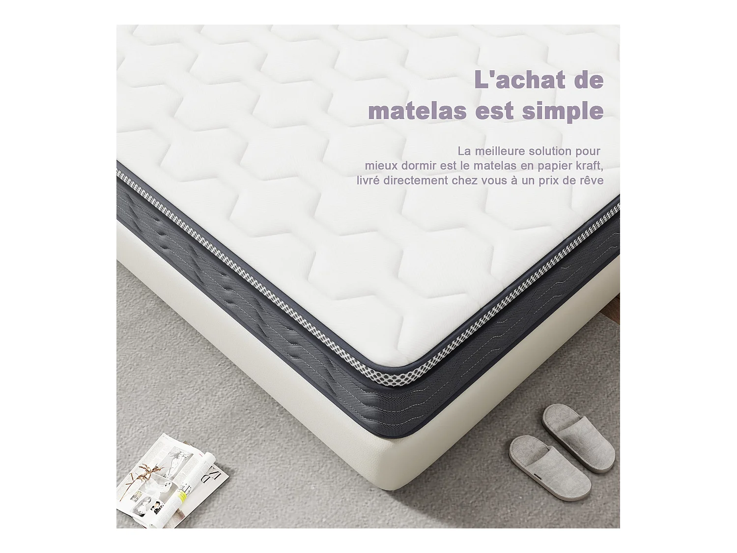 Matelas Ressorts 160x200 cm, Confort, 7 Zones Ergonomique,25 cm d'épaisseur