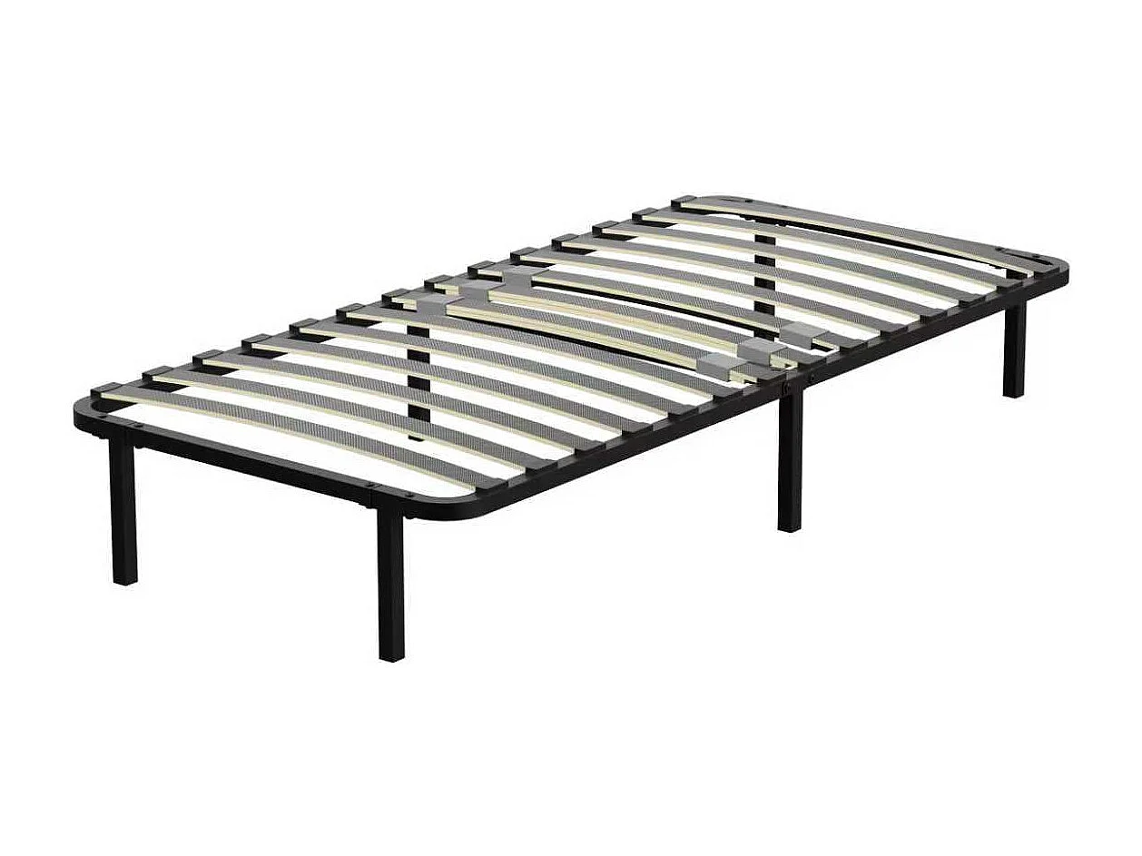 Sommier cadre à lattes 90x190 cm, 1x14 rangs,6 repose-pieds