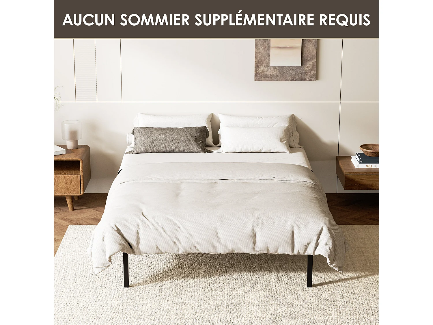 Sommier cadre à lattes 140x190 cm, 2x14 rangs