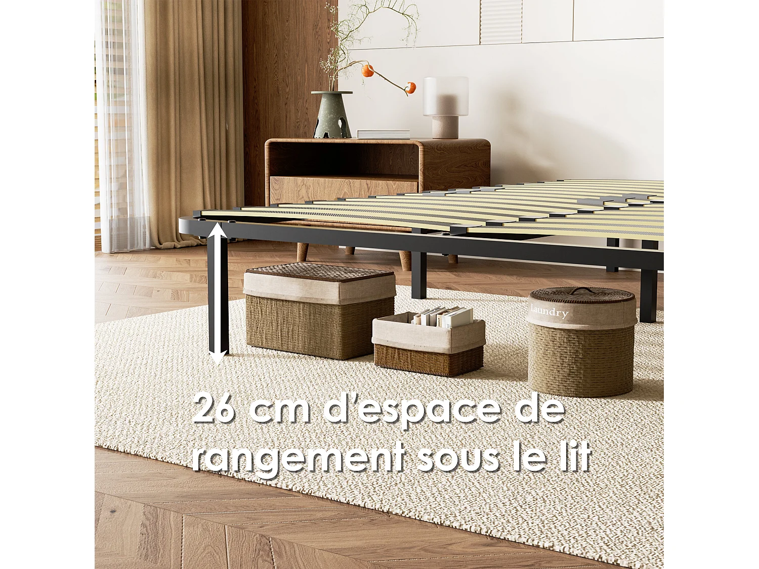 Sommier cadre à lattes 140x190 cm, 2x14 rangs