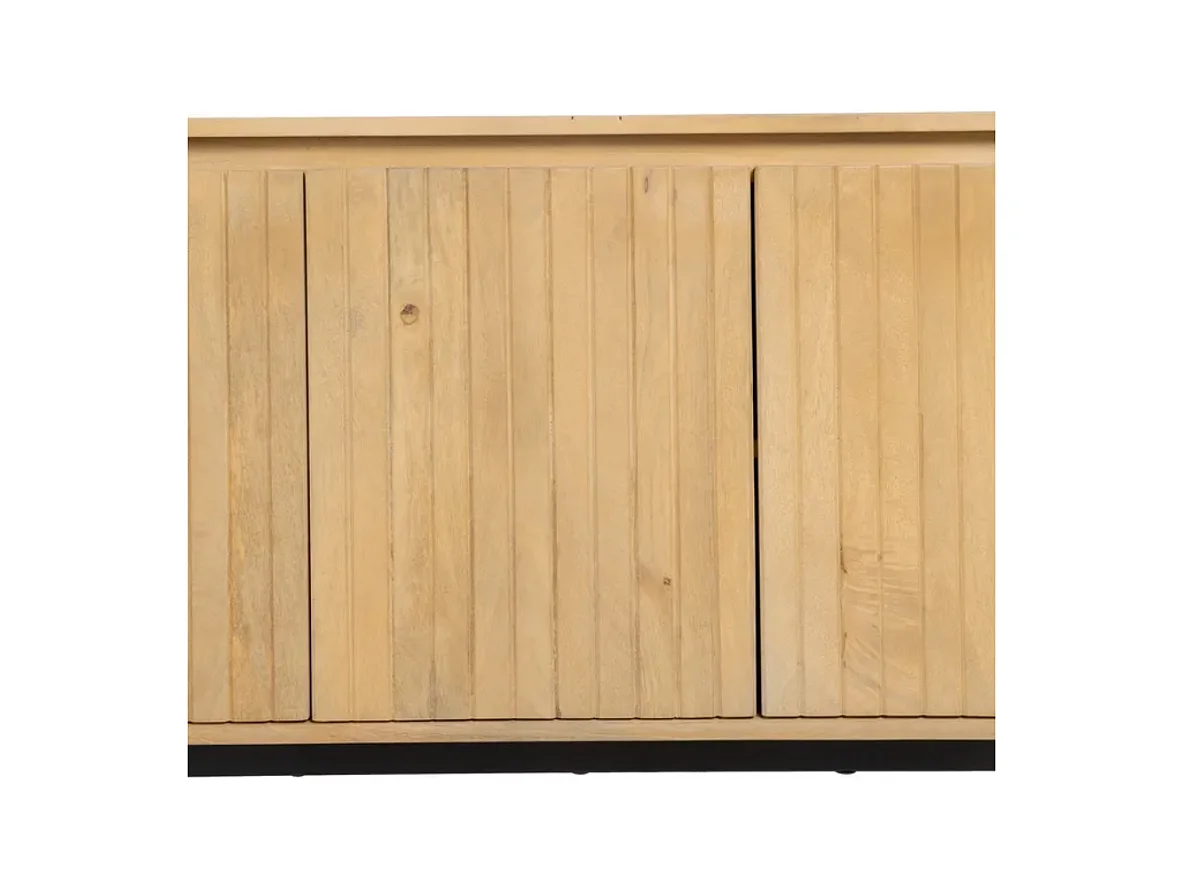 Bahut bois naturel et métal noir avec 3 portes arrondies THRÉLIA