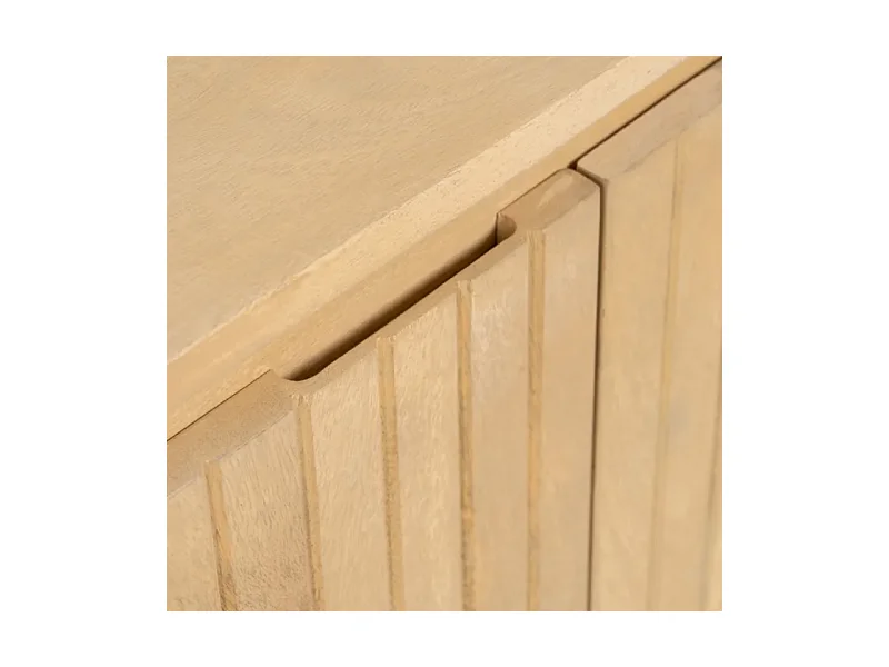 Bahut bois naturel et métal noir avec 3 portes arrondies THRÉLIA