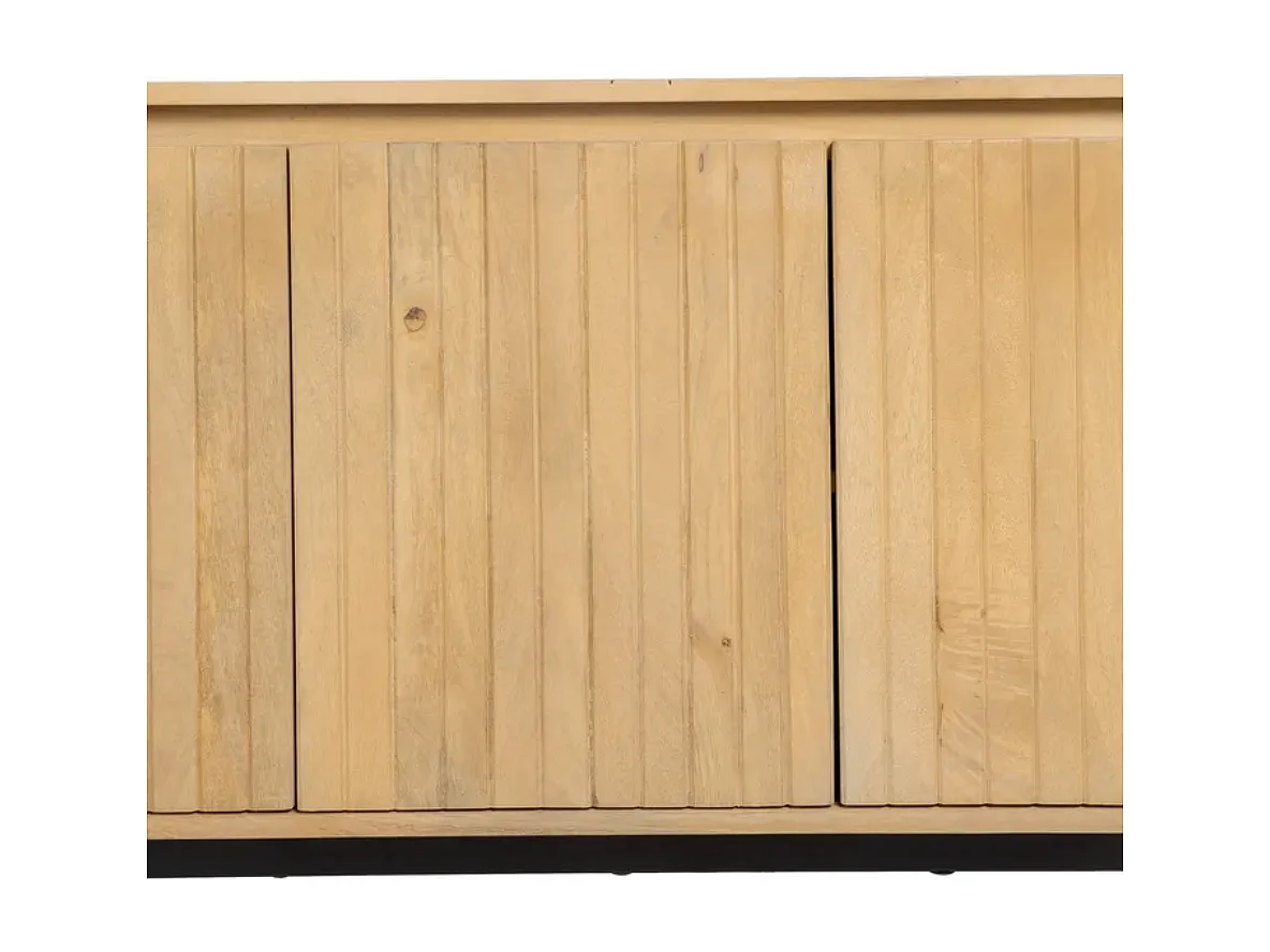 Bahut bois naturel et métal noir avec 3 portes arrondies THRÉLIA