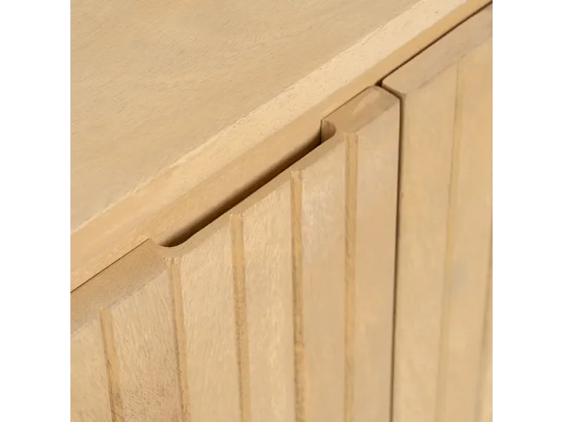 Bahut bois naturel et métal noir avec 3 portes arrondies THRÉLIA