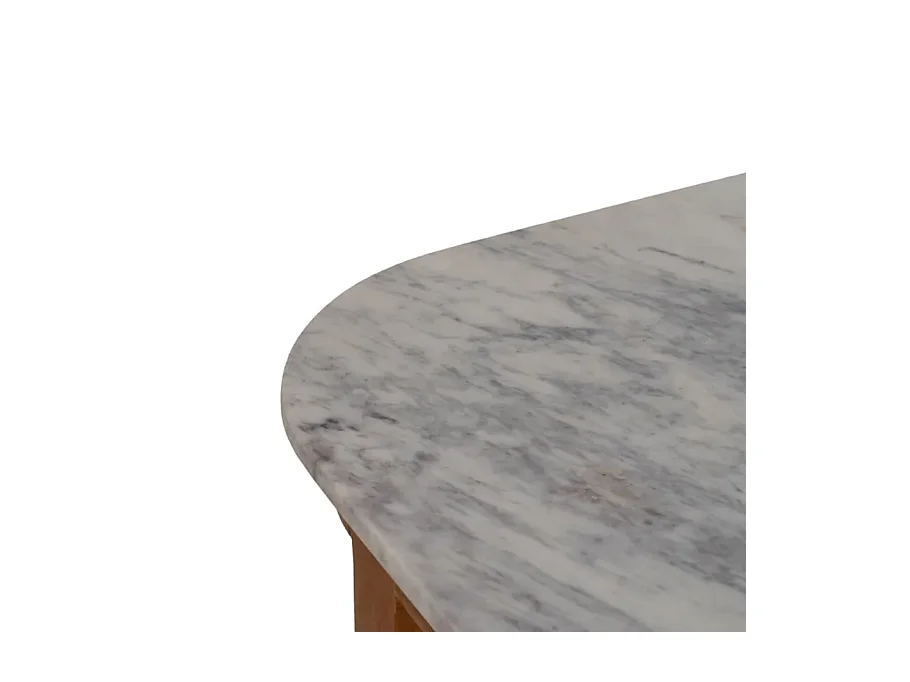 Bahut bois de manguier avec plateau marbre blanc et 6 tiroirs CYPRÉNA