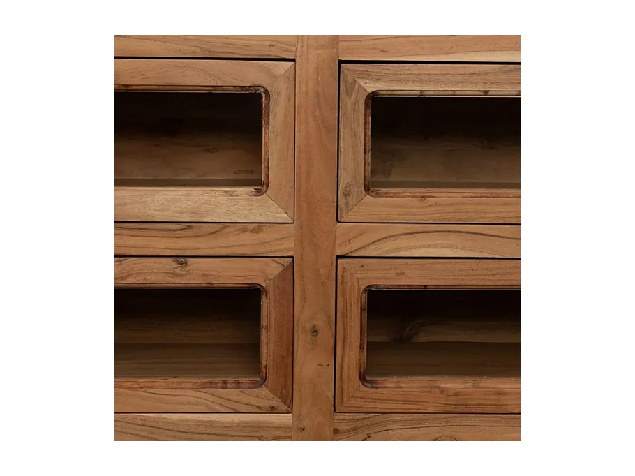 Bahut bois de manguier avec plateau marbre blanc et 6 tiroirs CYPRÉNA