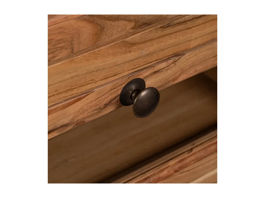 Bahut bois de manguier avec plateau marbre blanc et 6 tiroirs CYPRÉNA