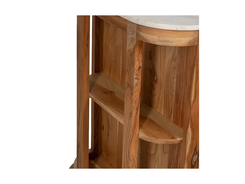 Bahut bois de manguier avec plateau marbre blanc et 6 tiroirs CYPRÉNA