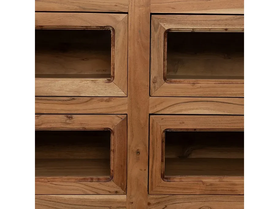 Bahut bois de manguier avec plateau marbre blanc et 6 tiroirs CYPRÉNA