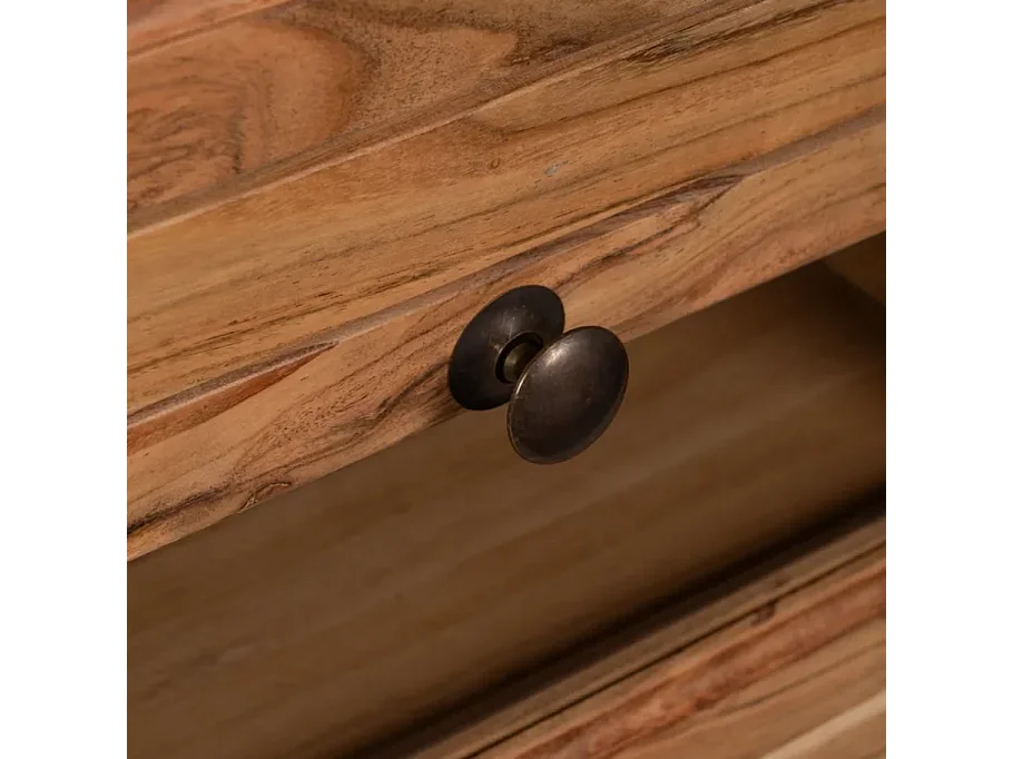 Bahut bois de manguier avec plateau marbre blanc et 6 tiroirs CYPRÉNA