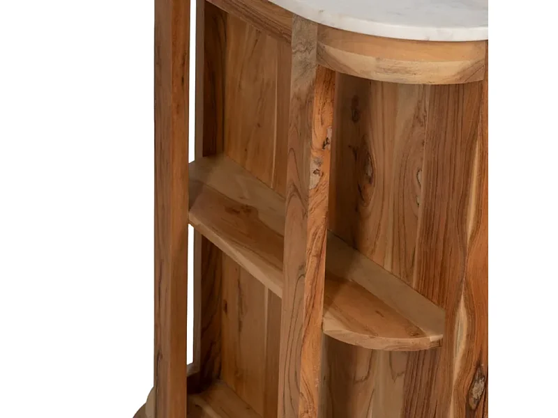 Bahut bois de manguier avec plateau marbre blanc et 6 tiroirs CYPRÉNA