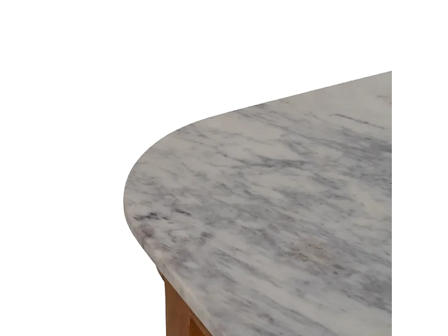 Bahut bois de manguier avec plateau marbre blanc et 6 tiroirs CYPRÉNA