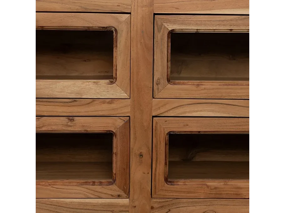 Bahut bois de manguier avec plateau marbre blanc et 6 tiroirs CYPRÉNA