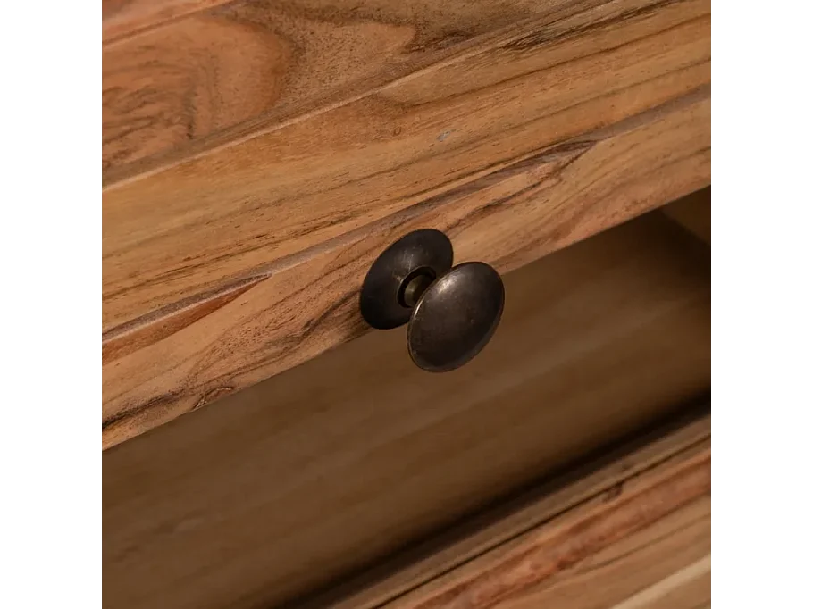 Bahut bois de manguier avec plateau marbre blanc et 6 tiroirs CYPRÉNA