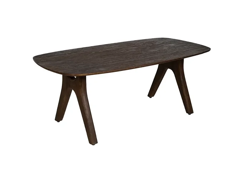 Table à manger 200 cm bois de manguier marron courbée HIDALIA