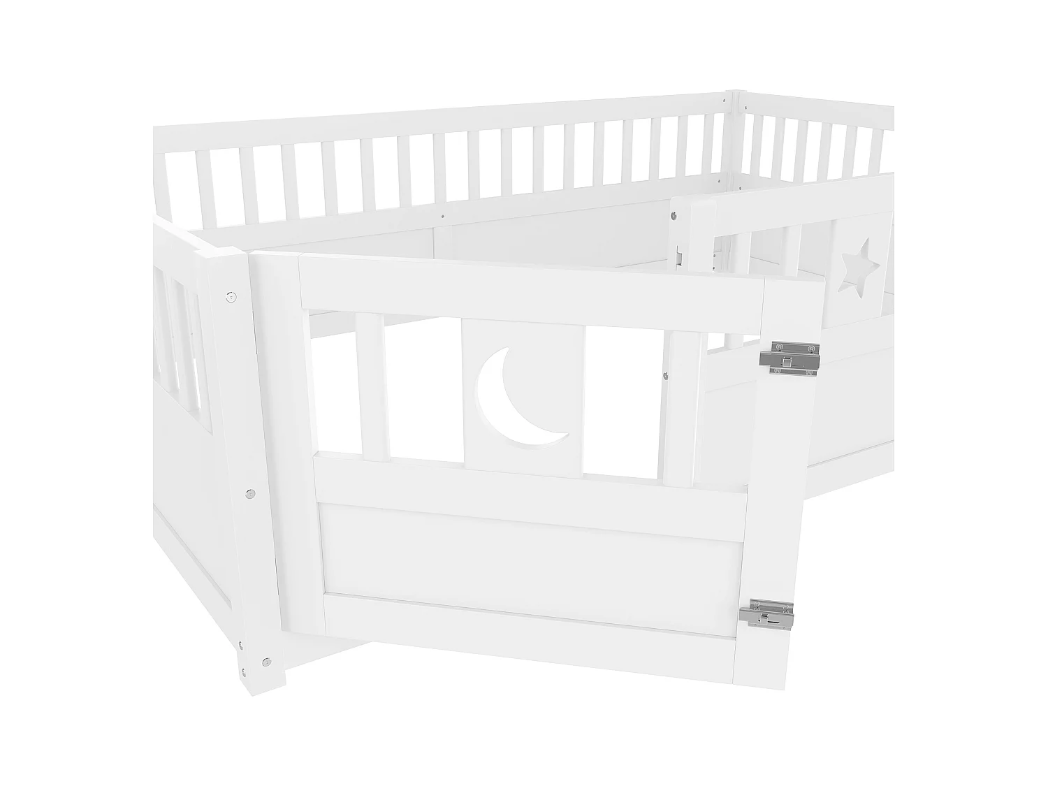 Babybed 140x190 cm - met veiligheidshekken - zonder lattenbodem - wit (zonder matras)