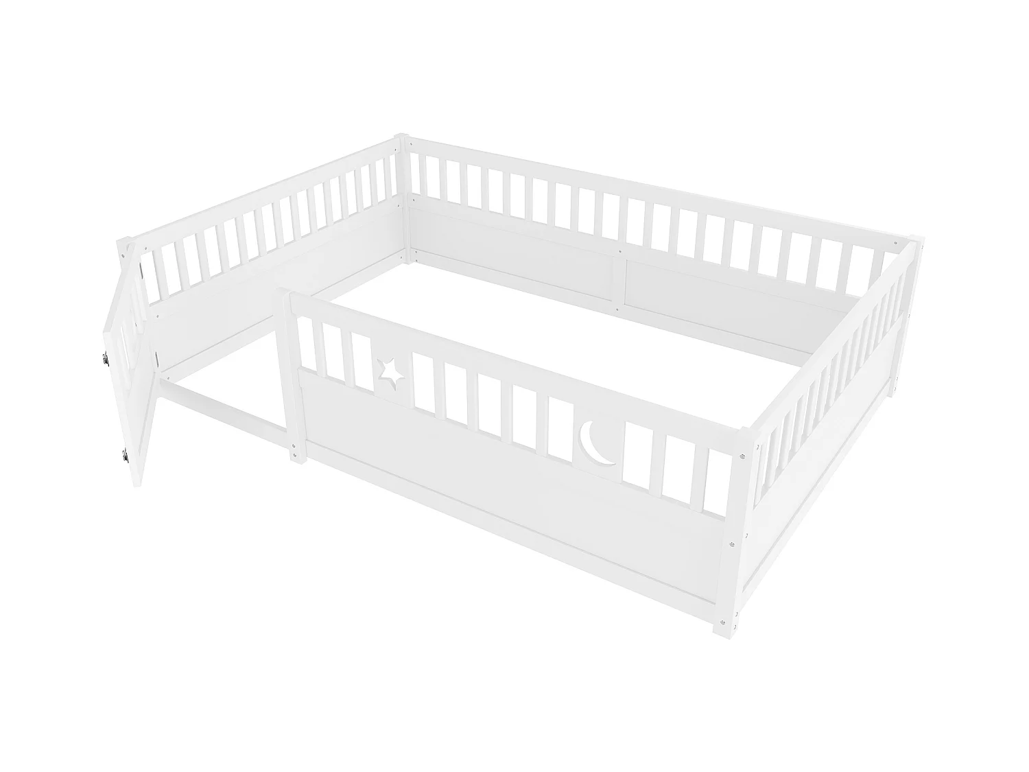 Lit bébé 140x190 cm - avec barrières de sécurité - sans sommier à lattes - blanc (sans matelas)