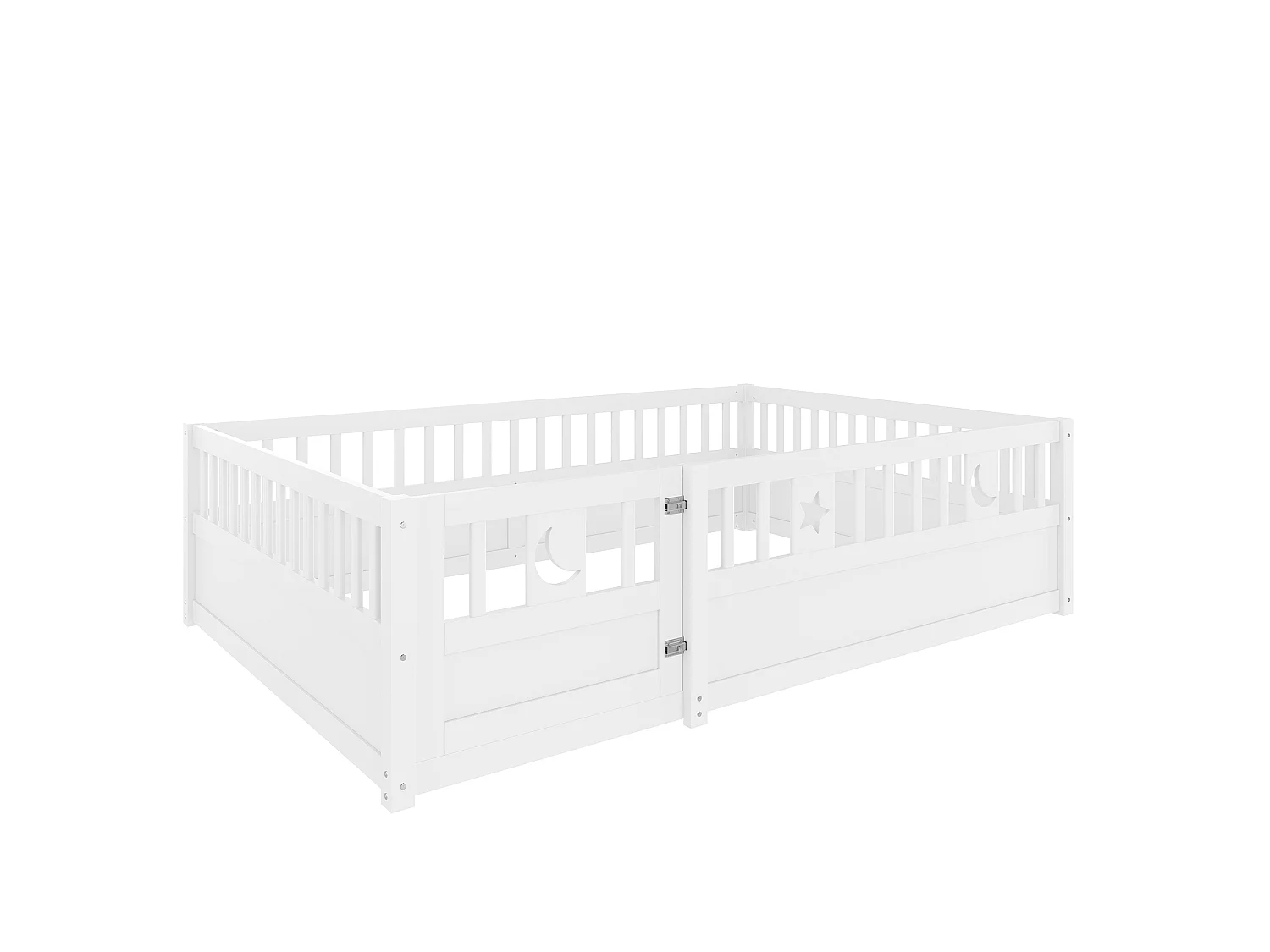 Lit bébé 140x190 cm - avec barrières de sécurité - sans sommier à lattes - blanc (sans matelas)