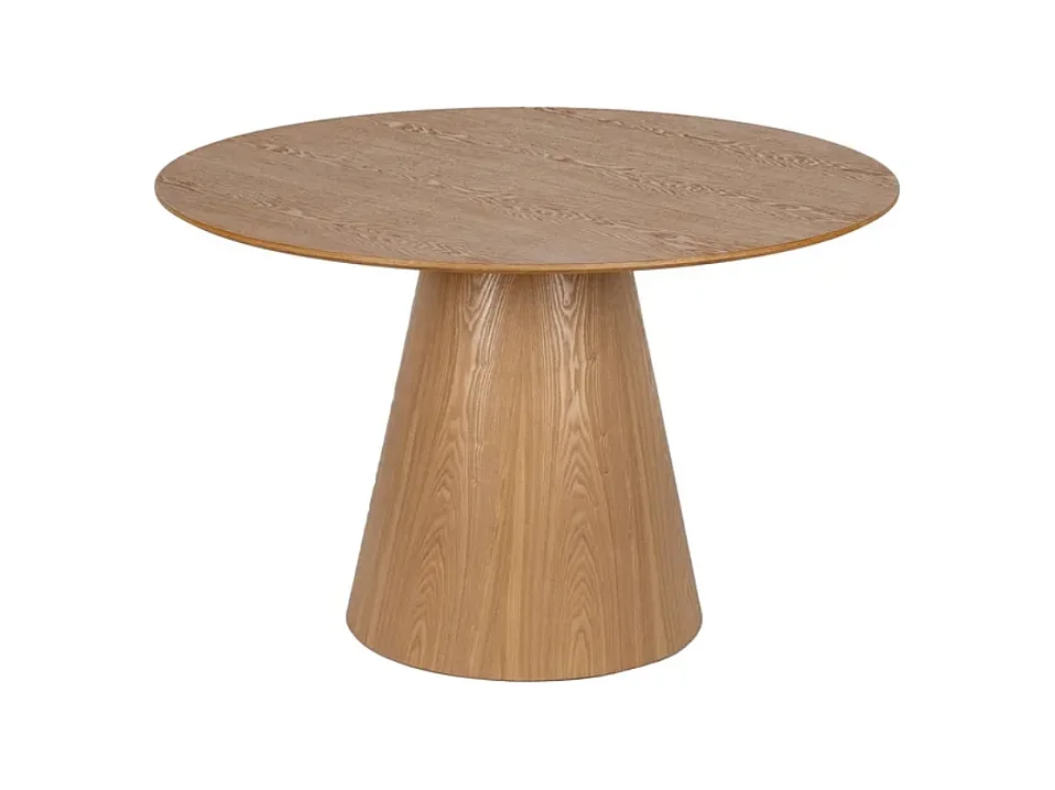 Table à manger ronde 120 cm finition bois naturel piètement conique LYSSORIA