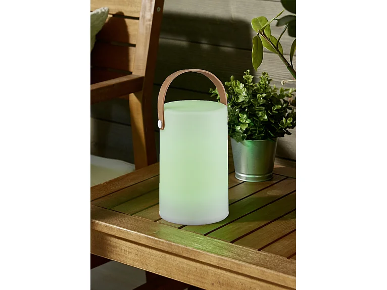 Lampada da tavolo da esterno LED, plastica, bianco, 13x20,5x13 cm, Aruba