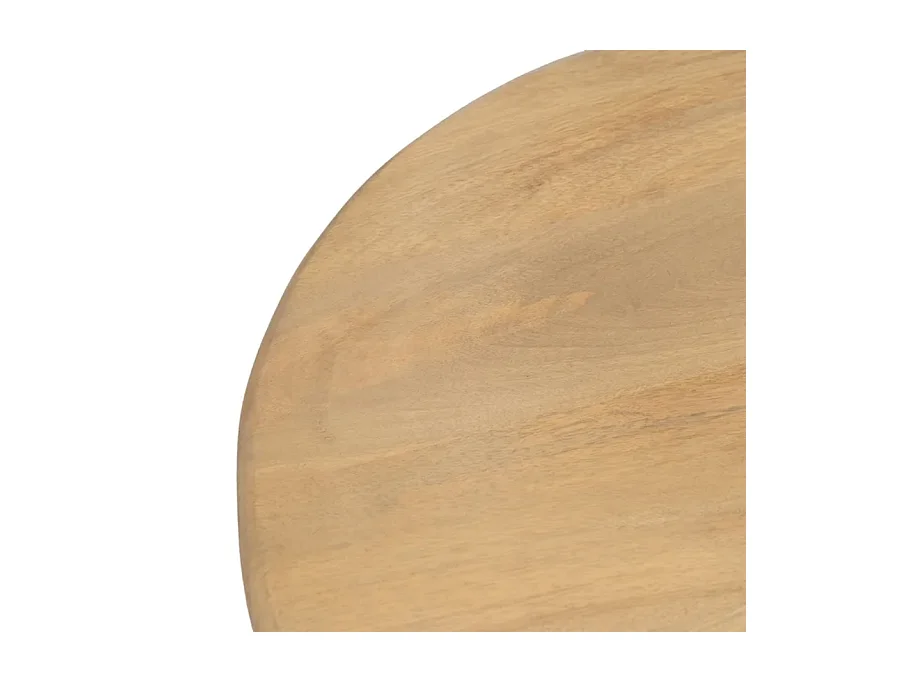 Table basse ovale bois de manguier double colonne rainuré chic FLONESIE