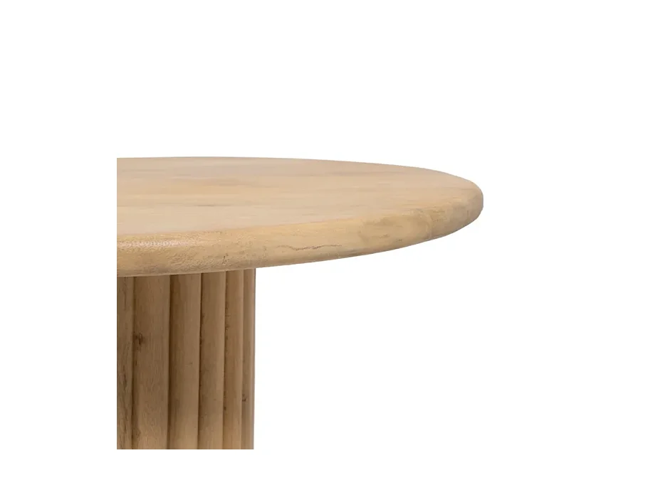 Table basse ovale bois de manguier double colonne rainuré chic FLONESIE