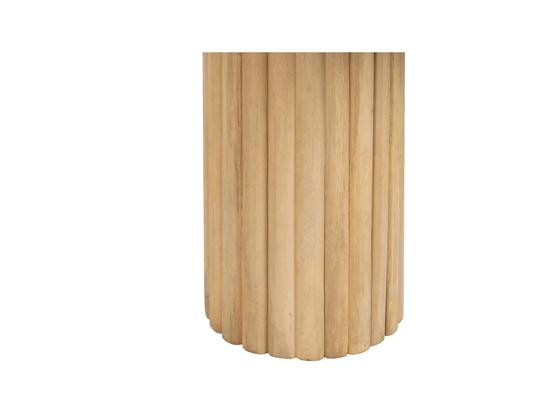 Table basse ovale bois de manguier double colonne rainuré chic FLONESIE