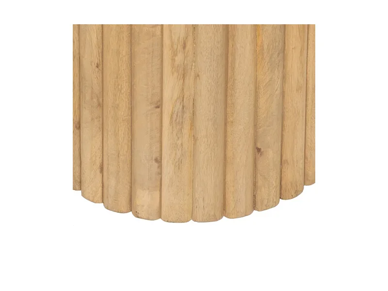 Table basse ovale bois de manguier double colonne rainuré chic FLONESIE