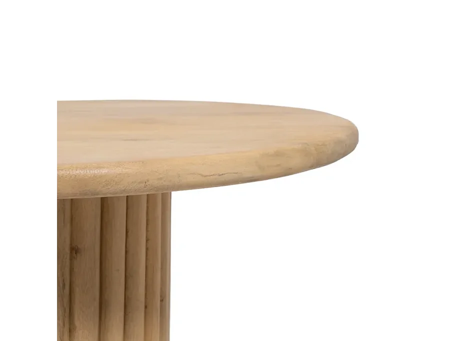 Table basse ovale bois de manguier double colonne rainuré chic FLONESIE