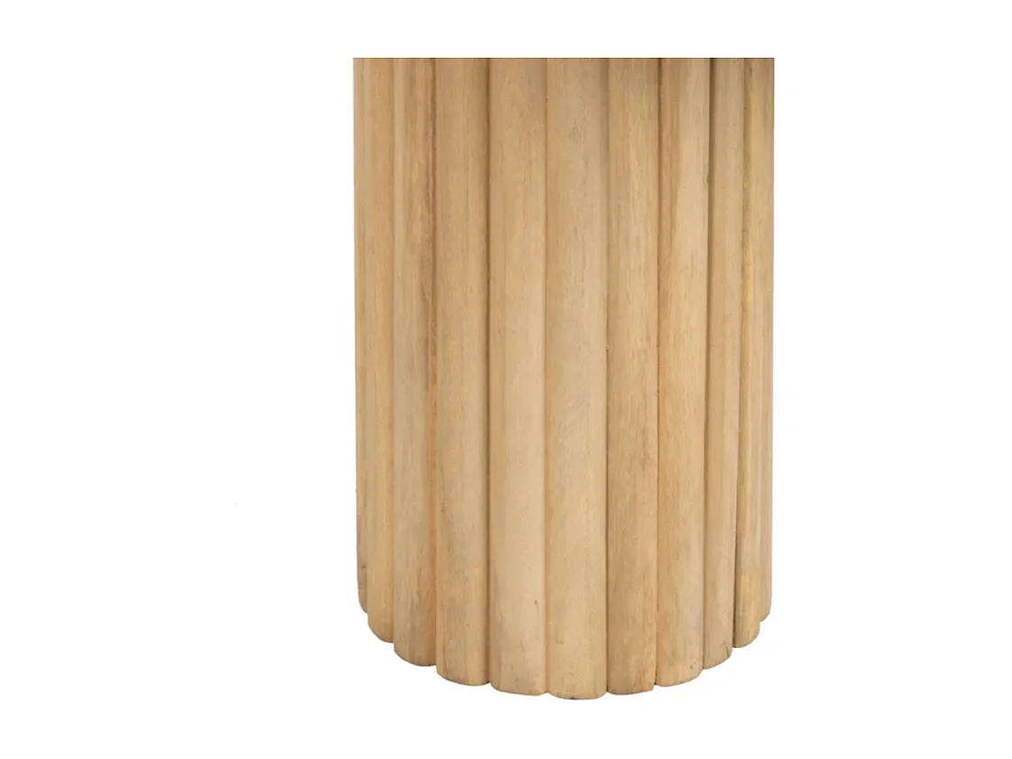 Table basse ovale bois de manguier double colonne rainuré chic FLONESIE