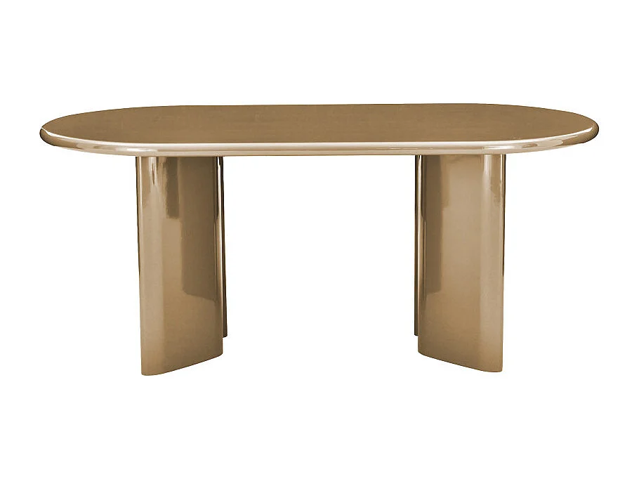Glossi - Table à manger 6 personnes ovale en bois laqué - Marron