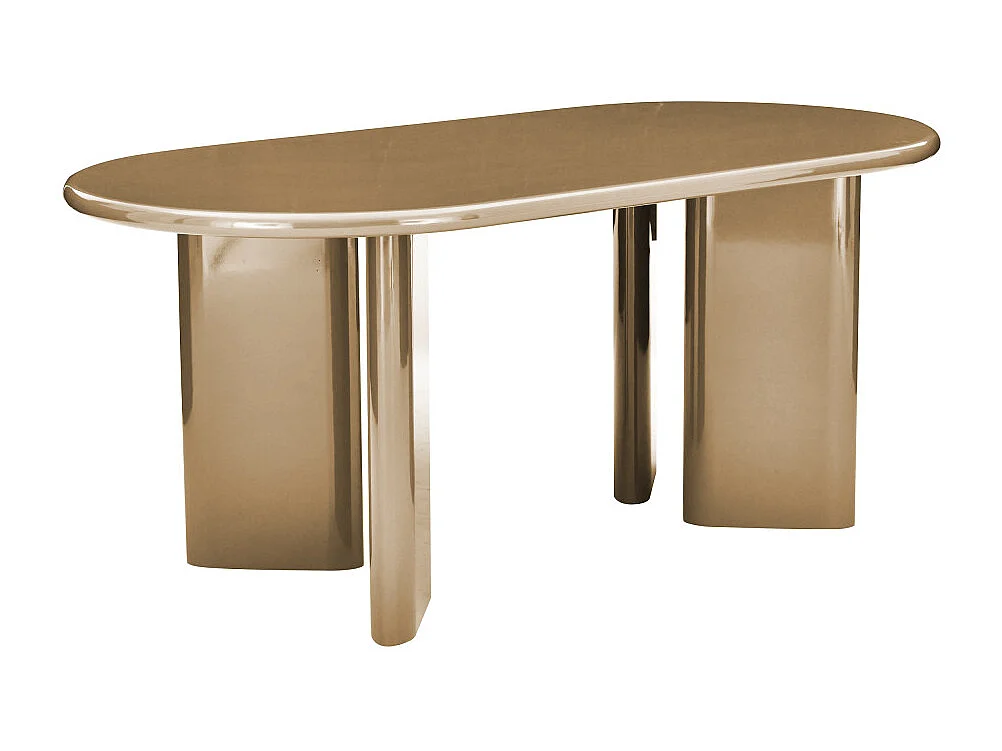 Glossi - Table à manger 6 personnes ovale en bois laqué - Marron
