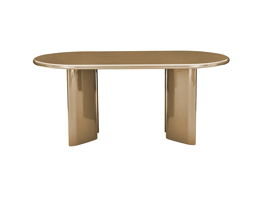 Glossi - Table à manger 6 personnes ovale en bois laqué - Marron