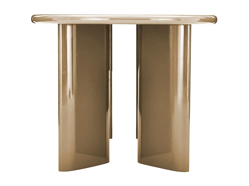 Glossi - Table à manger 6 personnes ovale en bois laqué - Marron