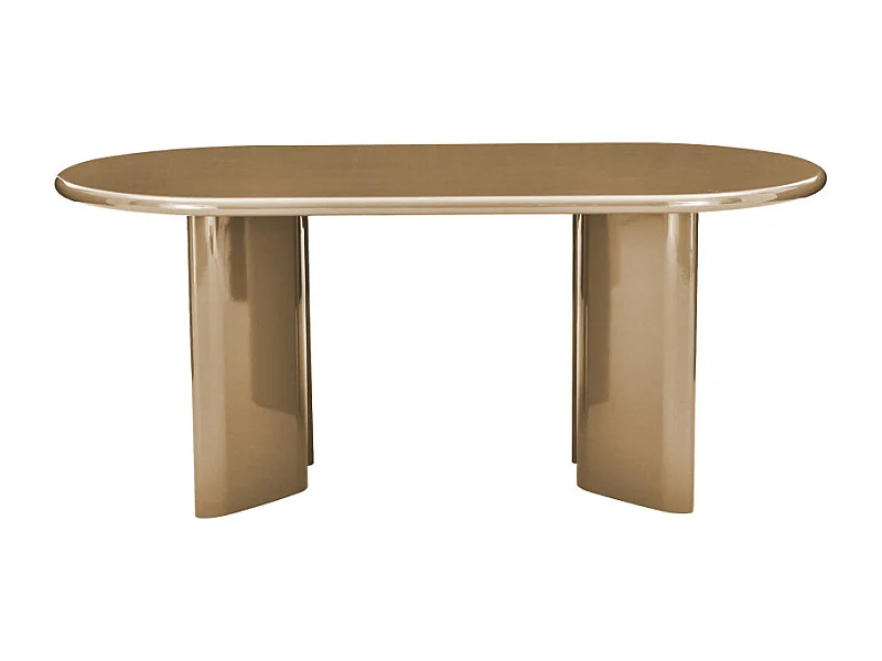 Glossi - Table à manger 6 personnes ovale en bois laqué - Marron