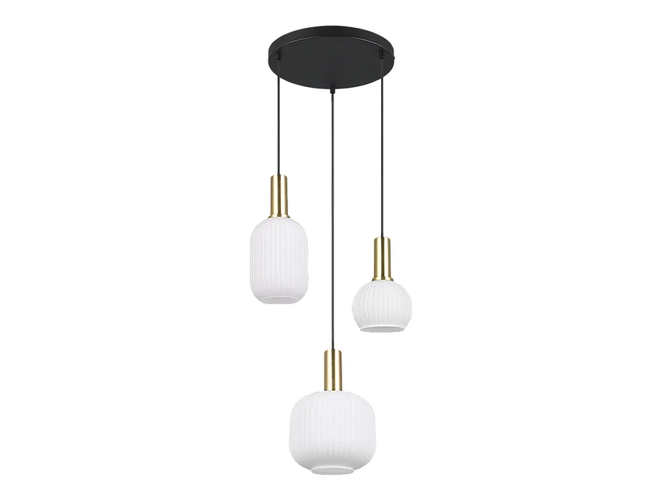 Lampada a sospensione 3 luci, metallo, ottone satinato, 38,5x150x30 cm, Diva