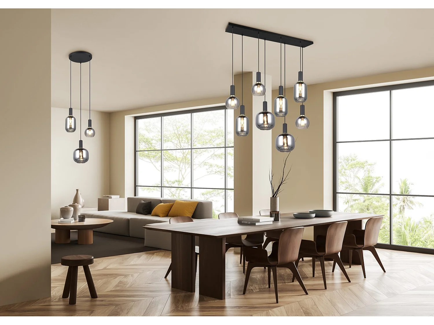 Suspension trois lampes 30 cm Diva