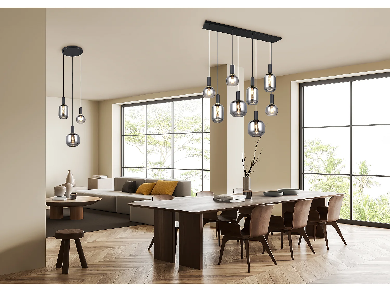 Hanglamp DIVA - 30x30x150 cm - Zwart