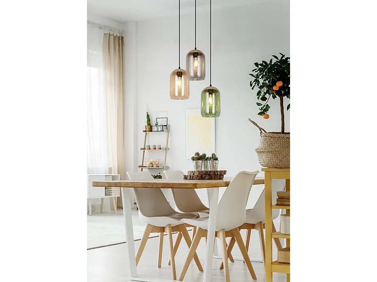 Suspension verre 3 lampes multicolores Cork
