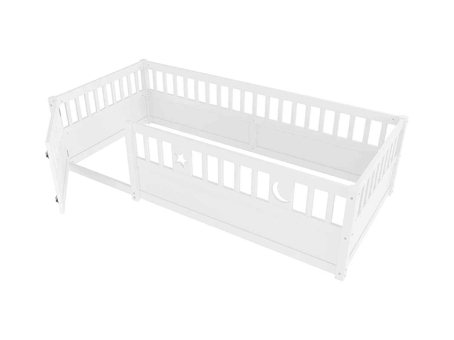 Lit bébé 90x190 cm - avec barrières de sécurité - sans sommier à lattes - blanc (sans matelas)