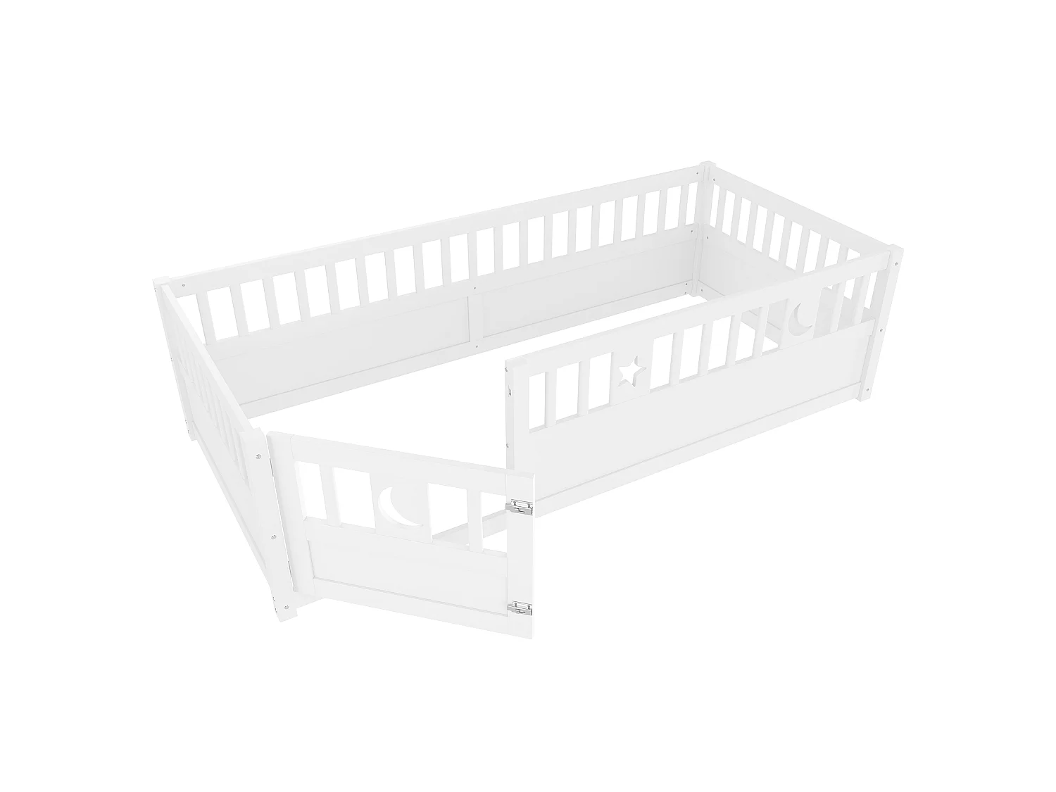 Lit bébé 90x190 cm - avec barrières de sécurité - sans sommier à lattes - blanc (sans matelas)