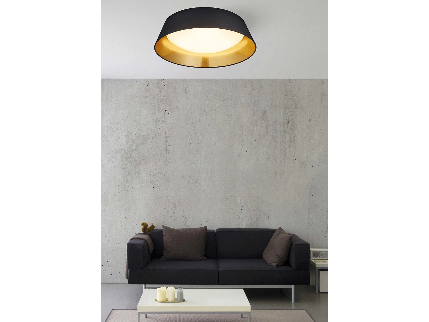 Plafoniera LED, tessuto, nero, 45x12x45 cm, Ponts