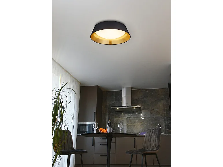 Plafoniera LED, tessuto, nero, 45x12x45 cm, Ponts